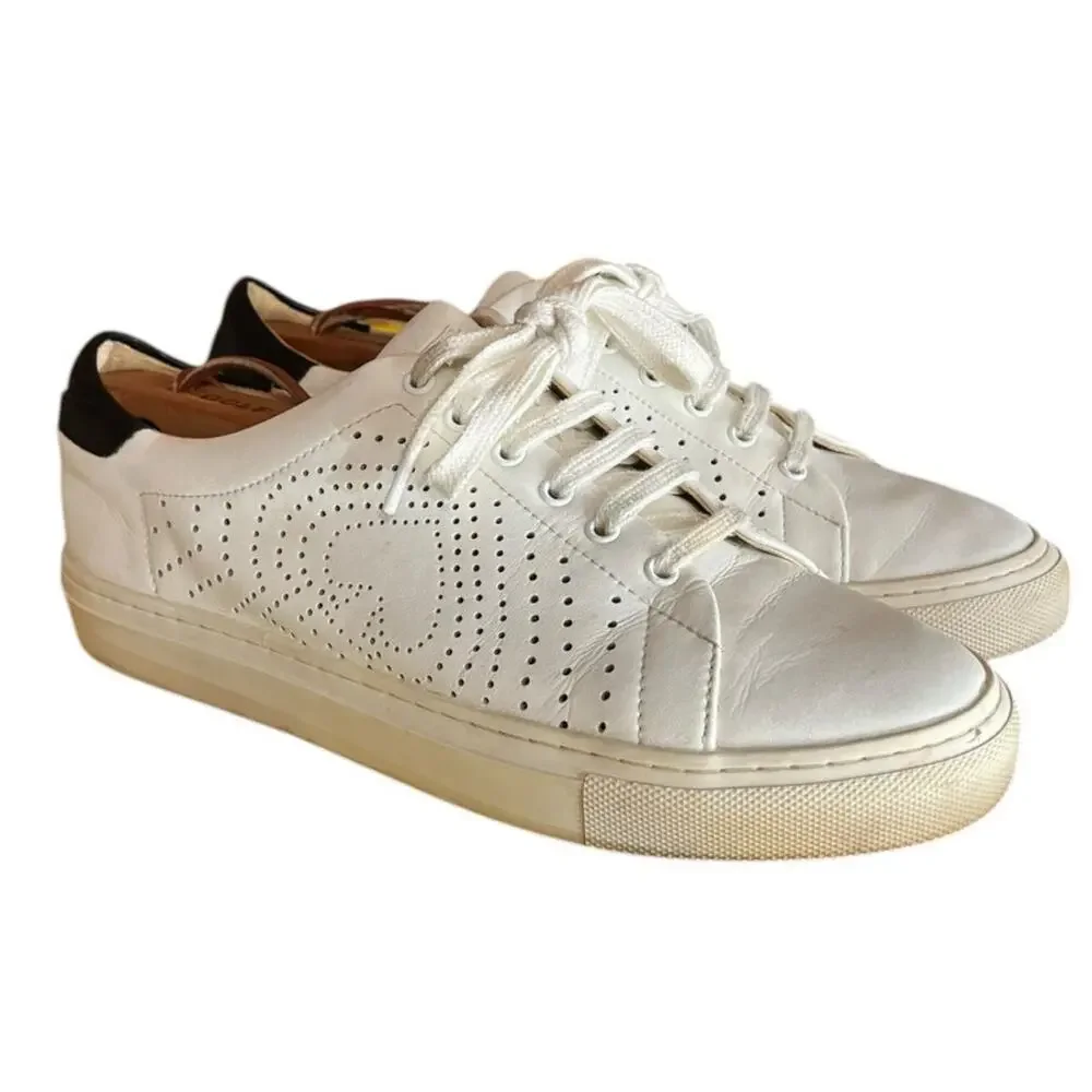 Womens Kate Spade Aaron Perforated Leather Athletic Tennis Sneaker SZ 9.5 White - Picture 3 of 6